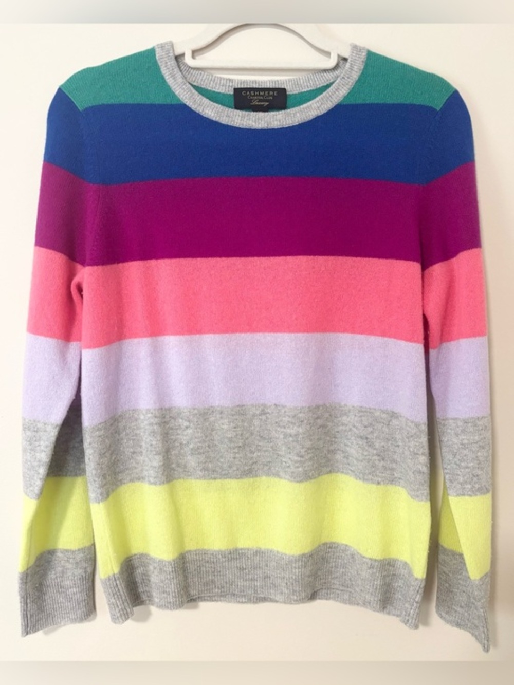 100% Cashmere Luxurious Colorful Rainbow Striped‎ Sweater